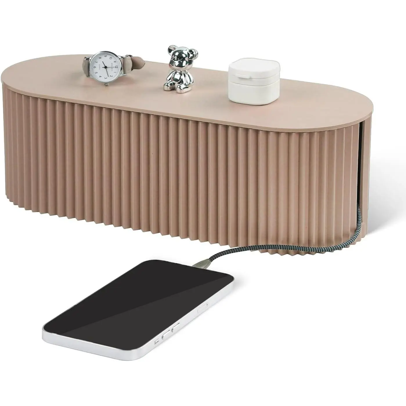 Management Box Large  Organizer Box for Power Strips, Surge Protectors, Chargers, Adapters, TV  Wires  Hider Organizer Box with  Ties,Clip Holders - Khaki