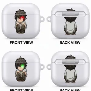 Death Note Anime AirPods Case L & Light Yagami Dark Psychology Icons – Ryuk, Red Apple Symbolism Gothic Black & White Manga Art Chibi & Realistic Anime Illustration Otaku Collector Style Cover For AirPods DS 9