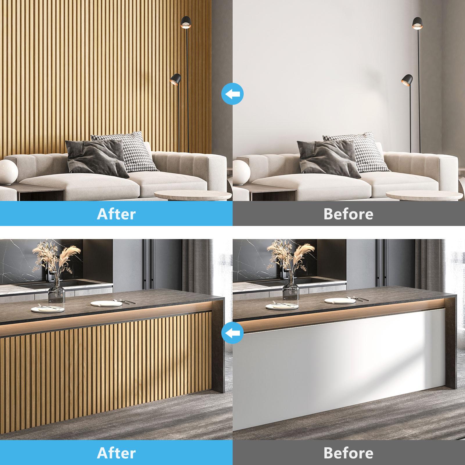 【New】Art3d  6-Pack 3D Textured MDF Wood Slat Wall Panels, 94.6" x 7.4", Covers 28.91 Sq.Ft., DIY Interior Wall & Ceiling Decor Panels