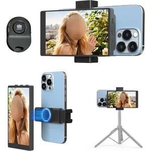 5" Selfie Monitor Screen for iPhone, Back Camera Selfie Monitor with Low Latency HD Screen - Portable Phone Vlog Monitor w/Bluetooth Remote, Perfect for Content Creators on TikTok YouTube (Black)