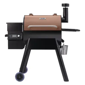 VEVOR Wood Pellet Grill Smoker, 8 in 1 BBQ Grills for Outdoor Cooking, 575 Square Inches Cook Area Electric Grill and Smoker, with LCD Screen Controller, Meat Probe, 500F Max Temperature, Black