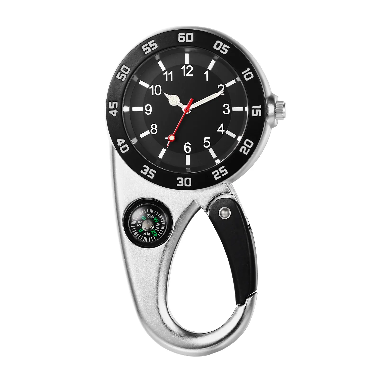 OIDEA Men's Carabiner Fob Watches, Compass-Style Decoration, Luminous Hands, Backpack Clip Hanging Pocket & Outdoor Watch for Hiking, Camping, Fob Watches Carabiner Pocket &