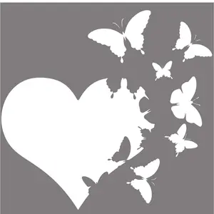 Heart with Butterflies Flying Away Vinyl Decal Sticker Car Window Bumper Die Cut 6-Inches Premium Quality UV Resistant Laminate (6-Inches, White)