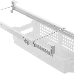 Smart Design Adjustable Pull Out Refrigerator Drawer - Medium - Extendable Rails and Handle - BPA Free Plastic - Holds 15 lbs - Fridge Bin, Freezer Container, Food Shelf Organizer - Kitchen - Clear