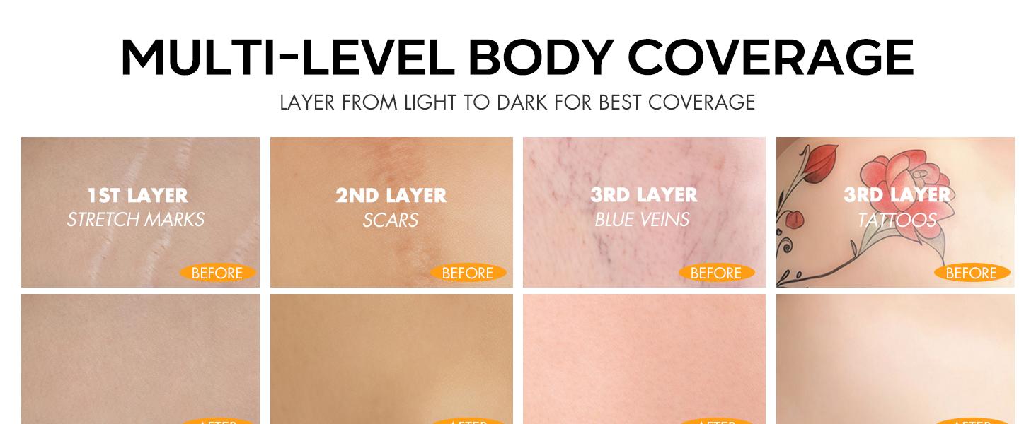 Skin Filter Body Concealer, Waterproof & Transfer-Resistant, All Day Coverage, Hyaluronic Acid & Vitamin E, Flawless Makeup for Scars, Spots, Veins & Tattoos