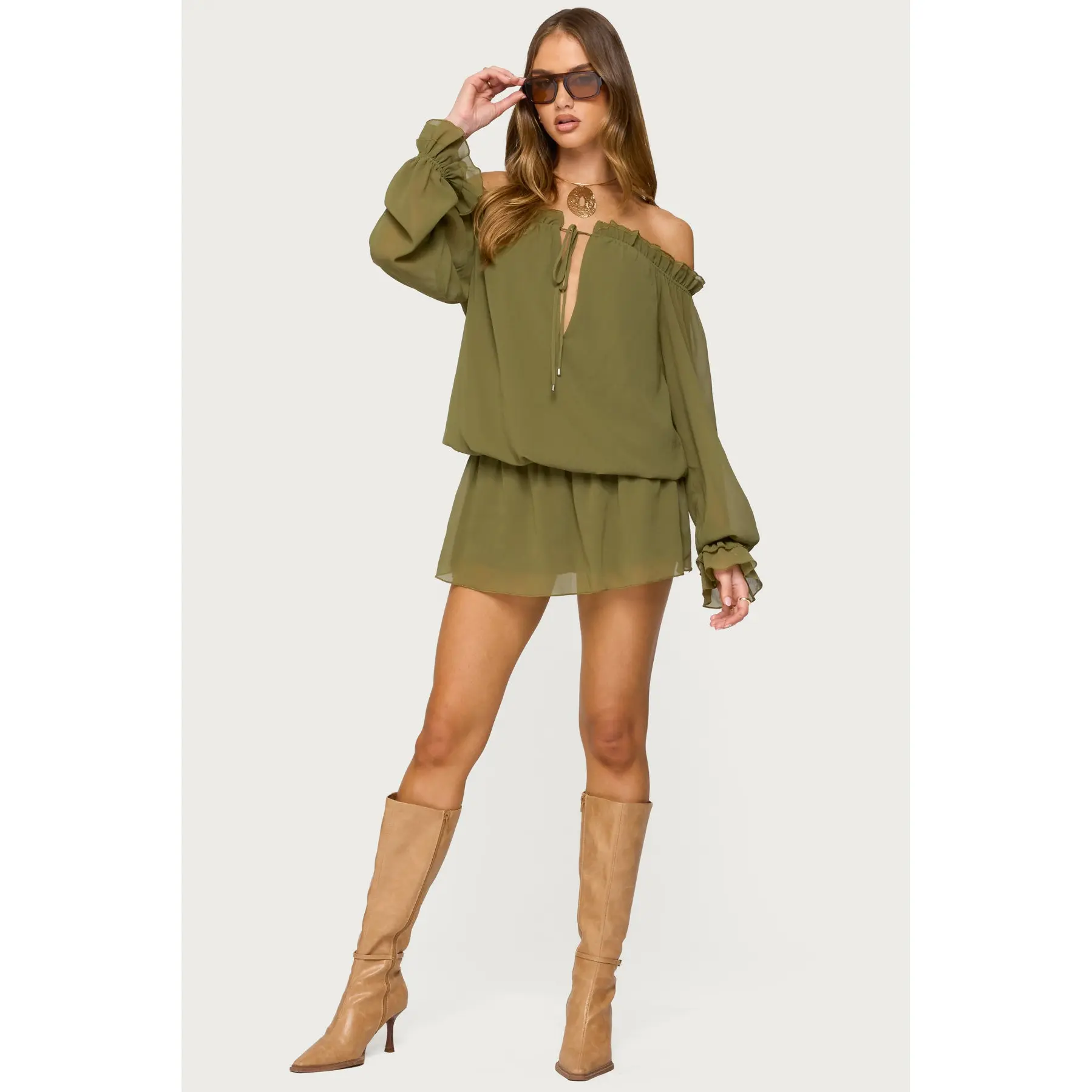 Delphine Off Shoulder Chiffon Romper