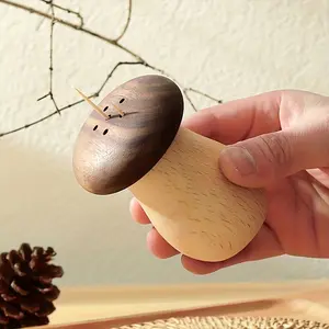 1 piece of mushroom-shaped toothpick holder - natural wood in black walnut color, toothpick dispenser for kitchen and desktop decoration, unique gift for Valentine's Day, Thanksgiving, Mother's Day, Father's Day, small desktop ornament | Creative design |