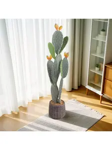 41.7 in Tall EVA Foam Artificial Cactus Plant with Pot, Realistic Artificial Faux Greenery, Indoor Outdoor Decorative Piece for Home Office Spaces