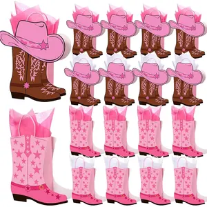 24 count Cowboy Cowgirl Boots Bags with Tissue Paper Western Theme Party Favors  West Girls  Bags Bachelorettes Theme Last Rodeo Party Supplies Cowgirl Favors ()