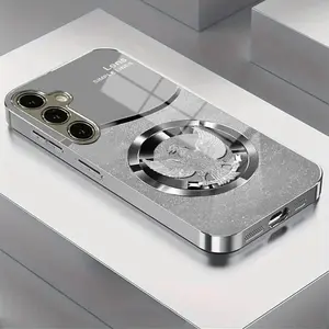 Silver Color Electroplated Glass Protective Phone Case for Samsung S25-S20, Note20-Note10, a Series, Anti-Dirt, Fashionable Design