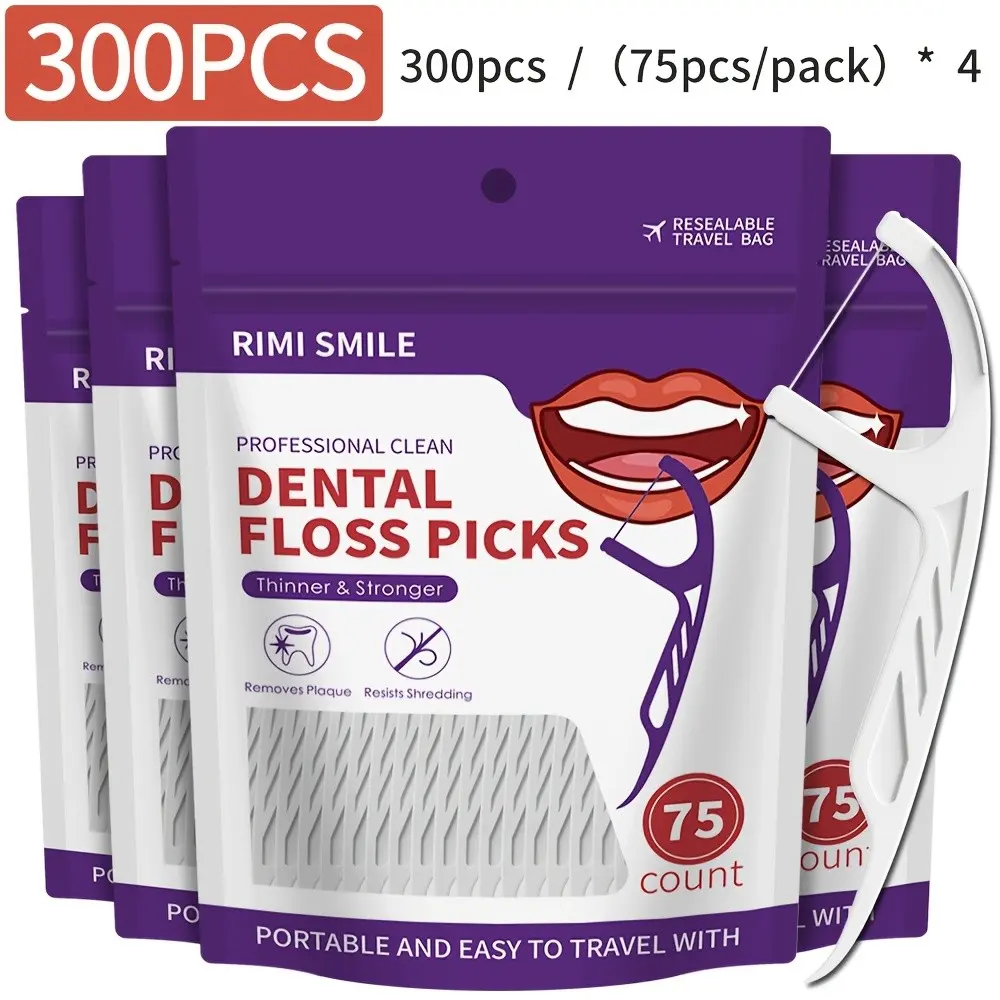 300PCS professional dental floss Flosspick, suitable for cleaning between teeth, with handle, 2-in-1, travel oral care, dental hygiene - easy and simple to use