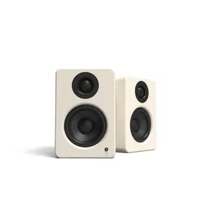 Kanto YU2 Powered Desktop Computer Speakers | 3" Drivers 3/4" Silk Dome Tweeter | 50 W RMS | Built-in USB DAC & AUX Input | Sub Out | Pair | Matte Cream Audio Cable