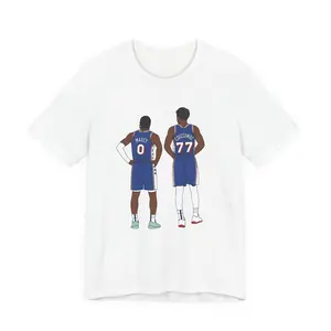 VJ Edgecombe and Tyrese Maxey T-Shirt - Men's Adult Sizes, 100% cotton tee, unisex style