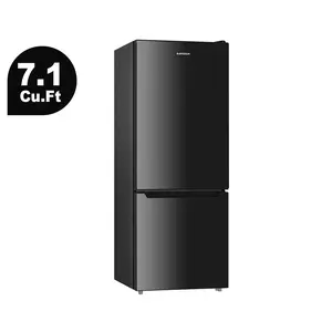 BANGSON 7.1 Cu.ft Retro Double-Door Bottom Freezer Fridge - Top Freezer Refrigerator Alternative, Medium Capacity for Apartment, Adjustable Thermostat, Energy-Efficient, Quiet, Built-in LED Light (Black, Silver, White, Red)