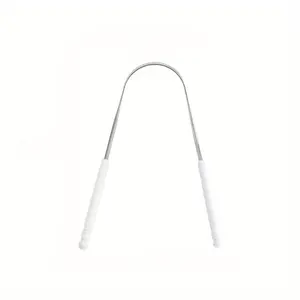 1 piece Hypoallergenic Stainless Steel Tongue Scraper with Ergonomic Plastic Handle - Fresh Breath Oral Care Tool, Durable Metal Cleaner, Easy to Use for Adults, Tongue Cleaner