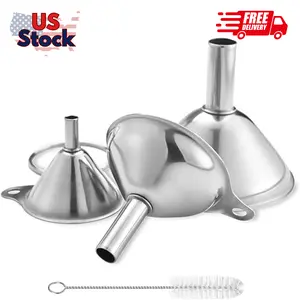 Metal Stainless Steel Funnel, Large Medium Small Funnel Set of 3
