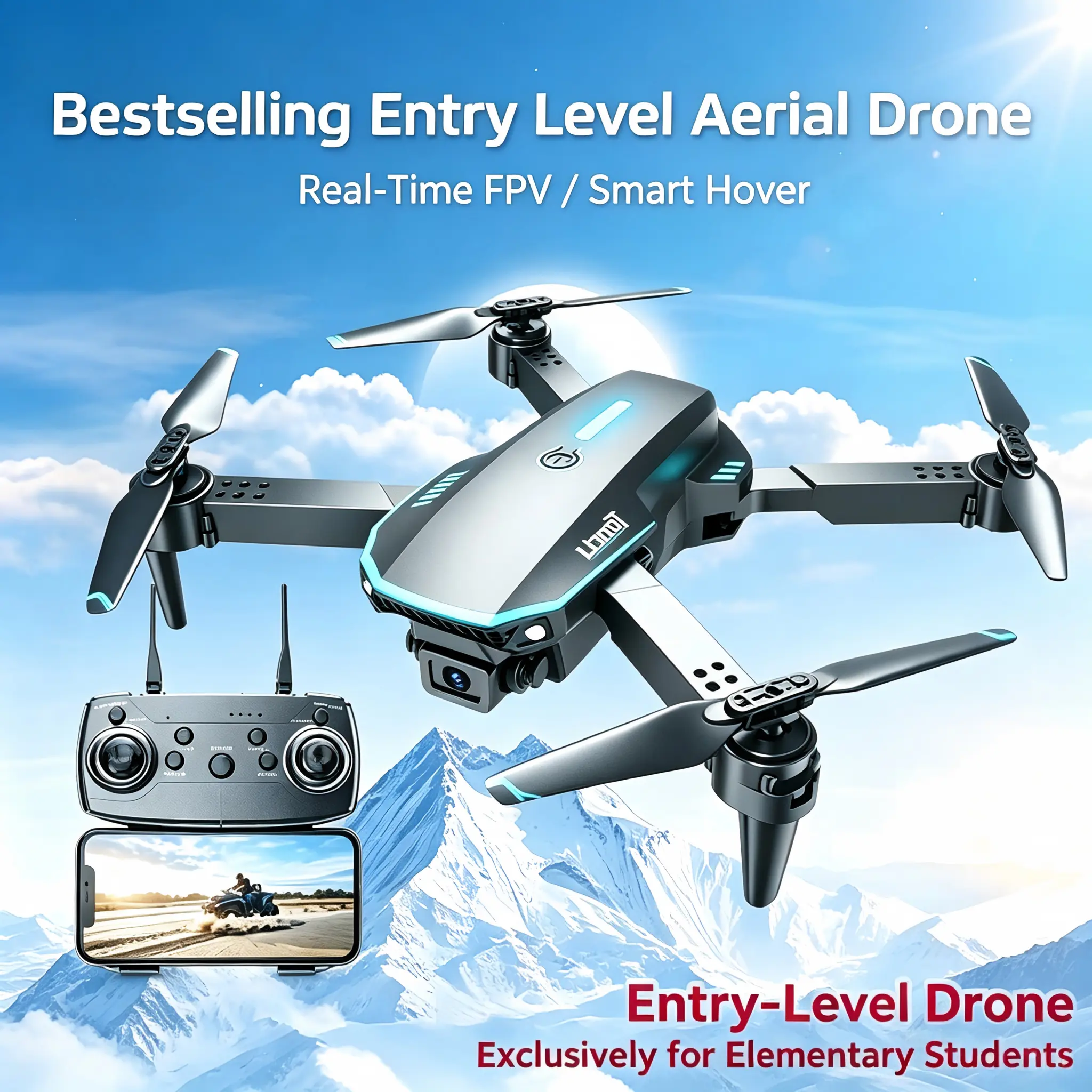 Tongli foldable HD camera quadcopter RC drone with remote control for kids — flying toy with optical flow hovering, wind resistance, and headless mode; suitable for outdoor travel; RC aircraft—holiday gift/anniversary present