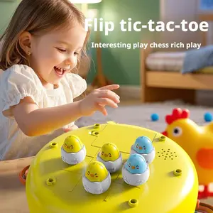 Chicken Jumping CuteMagnetic Music Turntable Electric Magnetic Fishing Children's Toy Five-in-One Multifunctional Educational Inertia Magnetic Double Interactive Cute Interactive Educational Toy Children's Birthday Gift Round Animals