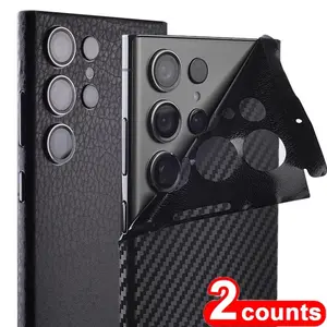 Carbon Fiber Pattern Phone Back Film, 2 Counts Full Edge Phone Back Film, Phone Accessories Compatible with Samsung S24 S25 Ultra, Protector