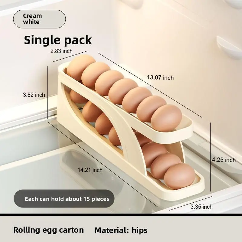 Automatic Rolling Egg Holder for Refrigerator Door – Large Capacity Egg Dispenser Organizer, Space Saving Fridge Storage for Kitchen