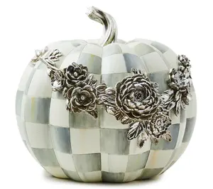 MacKenzie- Childs Large Sterling Check Pumpkin with Garland MacKenzie- Childs Large Sterling Check Pumpkin with Garland