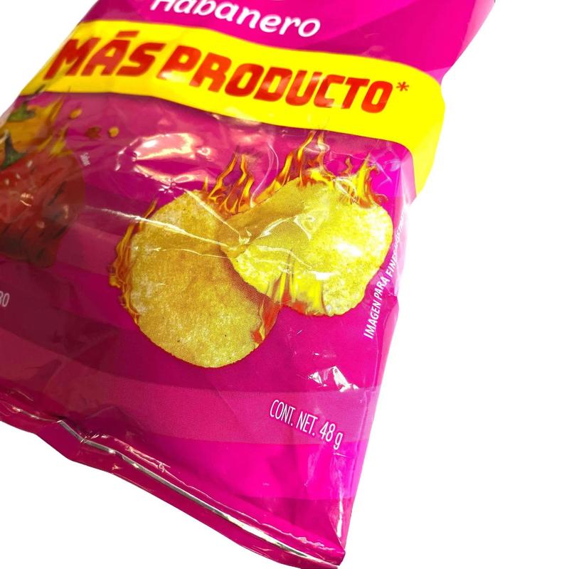 10 - PK SABRITAS HABANERO, Sabritas Chips, Snack Crispy Crunchy Bite - 44 GRAMS PER BAG - MEXICAN CHIPS - PAPITAS MEXICANAS - SABRITAS MEXICANAS