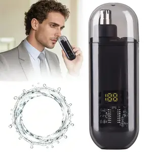 Smart Electric Nose Hair Trimmer with LED Display, 2 in 1 Painless Nose & Facial Hair Remover, Rechargeable Waterproof