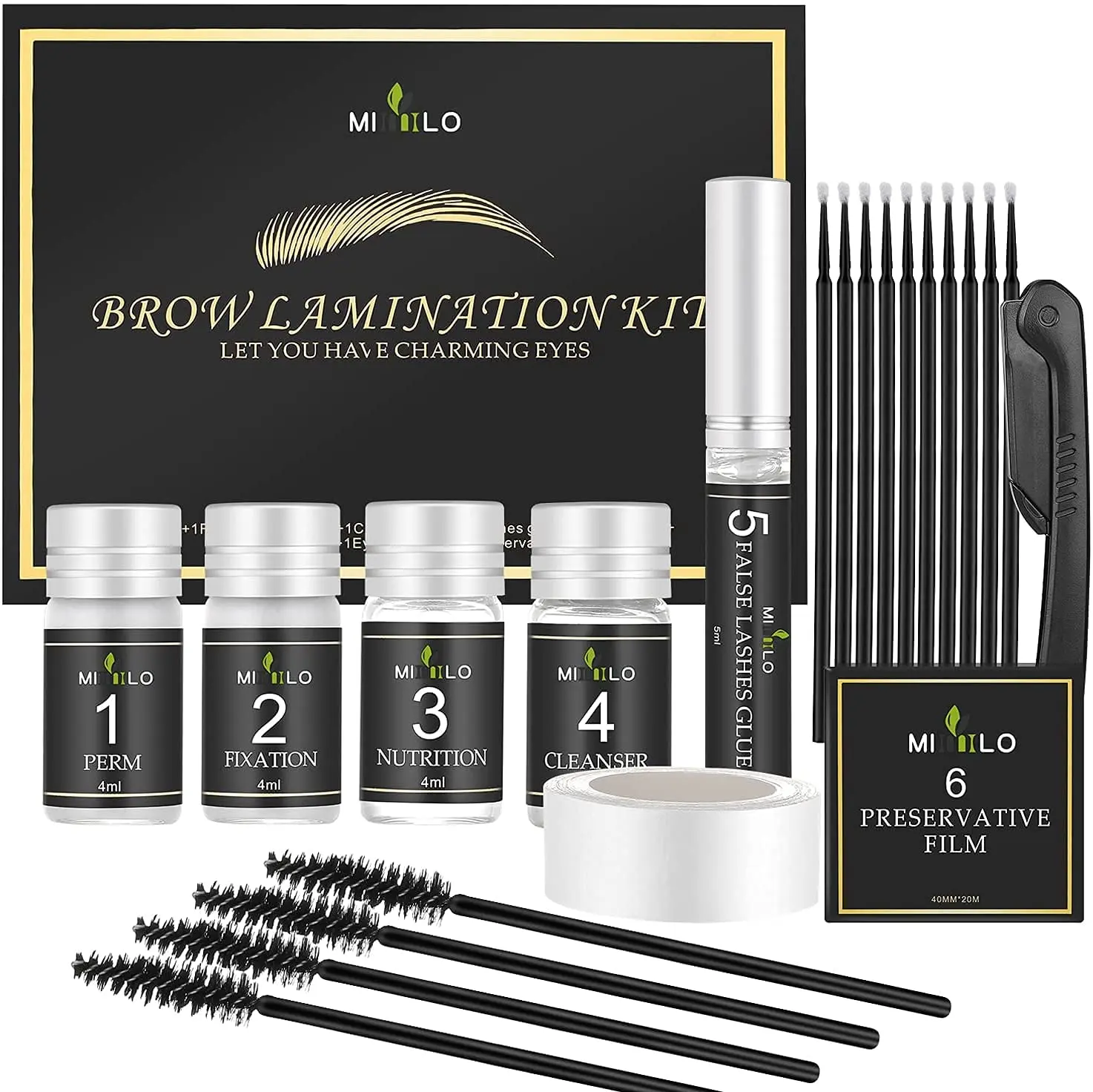 MINILO Eyebrow Lamination Kit, Cosmetic Makeup Tool with Lengthening Effect for Eyebrow Styling