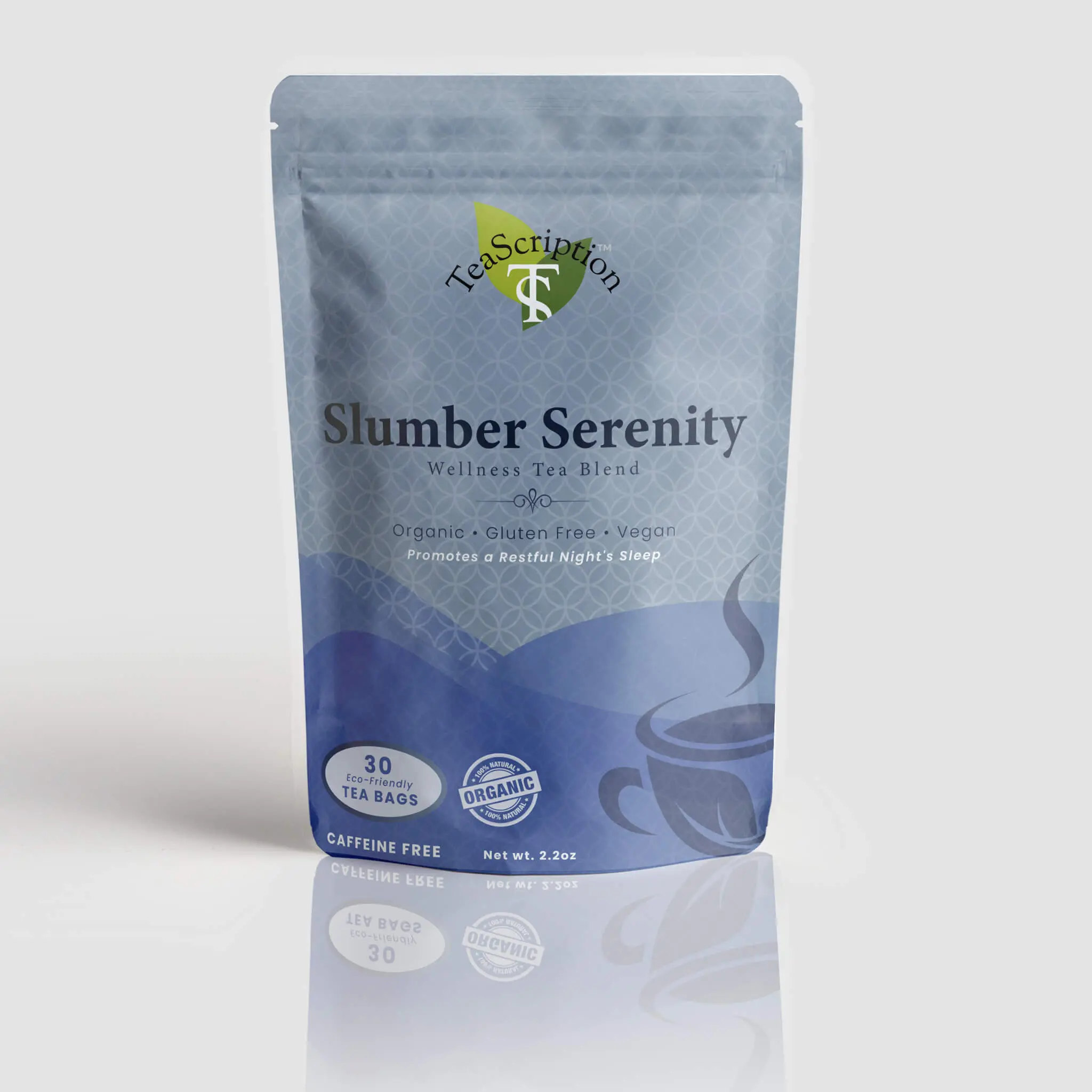 Teascription Wellness Herbal Tea Slumber Serenity Organic Vegan Gluten-Free Non GMO Caffeine-Free 30 Tea Bags for Restful Sleep