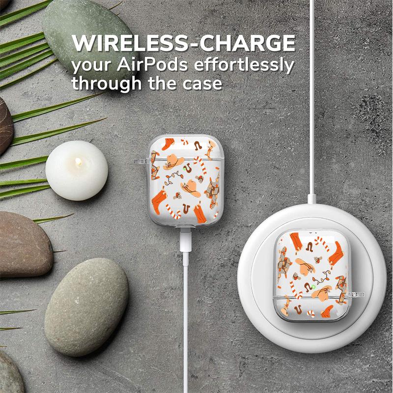 Cowboy Delight Pattern TPU Soft Protective Case for Apple AirPods 4/3/2/1/Pro/Pro2 Transparent Earphone Cover with Keychain Attachment Cowboy Delight Pattern TPU Soft Protective Case for Apple AirPods 4/3/2/1/Pro/Pro2 Transparent Earphone Cover with Keychain Attachment