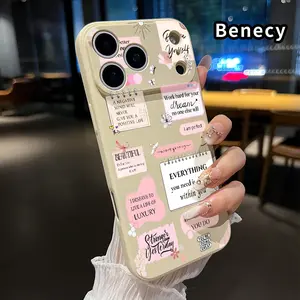 Straight Edge Phone Case for iPhone 17 16 Pro Max 15 Plus 14 13 12 11 Air XR E XS Vintage Fashion Text Pattern Shockproof Silicone TPU Bumper Drop Protection Soft Cover