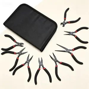 Mini Pliers Set 8-Piece, Needle Round Flat Long Bent Nose Diagonal End Cutting & Linesman Pliers for Crafting Electronics Jewelry Making, with Pouch, Precision Hand Tool Kit for Repair Work