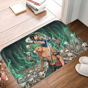 Anime Style Floor Mat Warrior and Archaeologist Print NonSlip Absorbent Soft Texture Perfect for Gaming Room Decor Living Room Rug Unique Birthday Gift for Fans Bedroom Floor Decoration