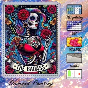 DIY 5D Flocking Diamond Painting Kit, AB Drill, Fairy Dust Drill, Crystal Drill, Skull, Rose, Colorful Diamond Embroidery, Special Craft Diamond Art Kit, Wall Decor, Gift for Family, Loved Ones, Friends