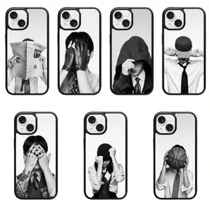 Retro-Style Phone Case — "We Are Back" Glossy Glass Protective Cover. This K-Pop concert-themed merchandise features a vintage black-and-white aesthetic and an artistic boy band design, crafted exclusively for ARMY. (Compatible with iPhone 11 through 17 P