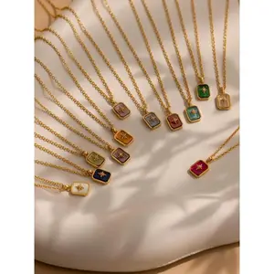 North Star Birthstone Necklace with Custom Gemstones, Personalized Celestial Pendant Jewelry Gift for Her Birthday, Anniversary Necklace