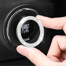 Car Bling Crystal Rhinestone Engine Start Ring Decals, 2 Pack Car Push Start Button Cover/Sticker, Key Ignition Knob Bling Ring, Sparkling Car Interior Accessories for Women (Double Silver)