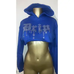 Blue Drip Crop Hoodie