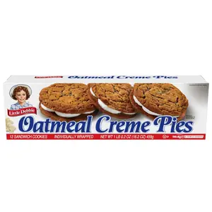 Little Debbie Oatmeal Crème Pies – 12 Individually Wrapped Cookies | Soft-Baked Sandwich Treats | Classic Snack Box (16.2 oz)