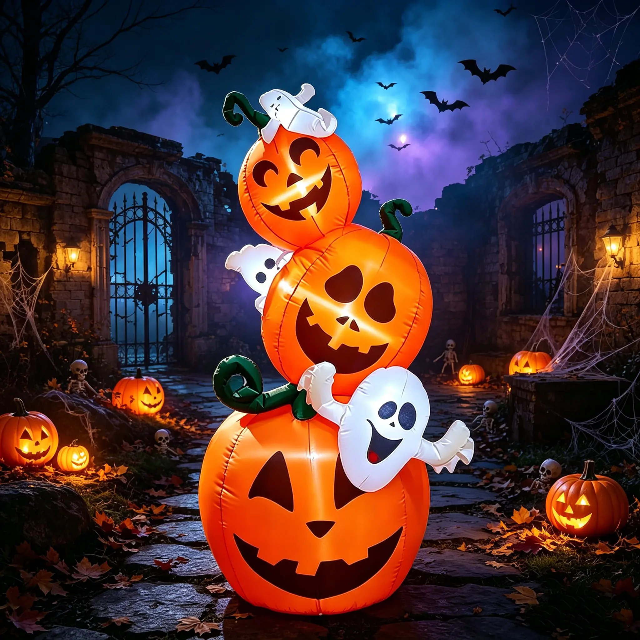 5 FT Width Halloween Inflatable Spider Outdoor Decoration with Magic Light, Blow Up Yard Inflatables Holiday Inflatables for Outdoor Yard Garden Lawn Decor