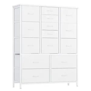 【GARVEE】Dresser for Bedroom with 15 Drawers, Tall Dressers with Fabric Storage Drawers, Large Chests of Drawers with Metal Frame and Wood Top, Organizer Unit for Closet, Hallway, Living Room