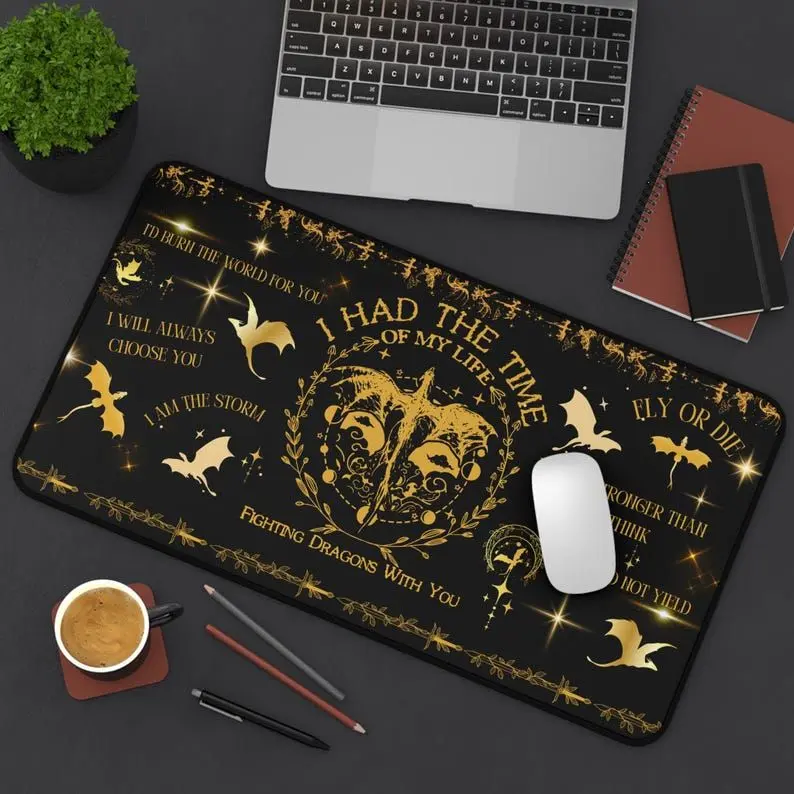 Fourth Wing Bookish Dragon Desk Mat Romantasy Decor for Xaden Riorson Fans BookTok Gift for Wife Desk Mat ACOTAR Fans Book Lover Gift Custom Mouse Pad