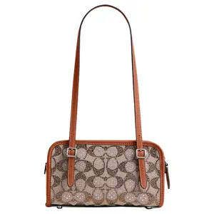COACH Swinger 20 Leather Crossbody Bag with Silver Hardware in Amber for Women Casual Shoulder Bag Adjustable Strap Purse