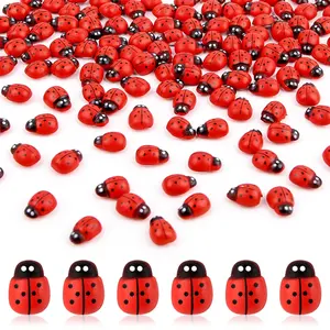 Ladybug Shaped Decorative Toy, 100pcs/set Mini Ladybug Figurine, Animal Miniatures for DIY Fairy Gardens, Micro Landscapes Succulent Ornaments