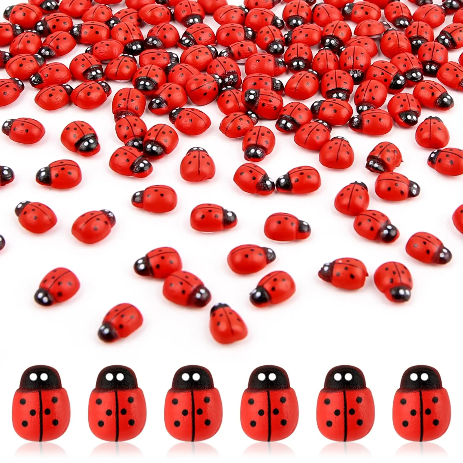 Ladybug Shaped Decorative Toy, 100pcs/set Mini Ladybug Figurine, Animal Miniatures for DIY Fairy Gardens, Micro Landscapes Succulent Ornaments