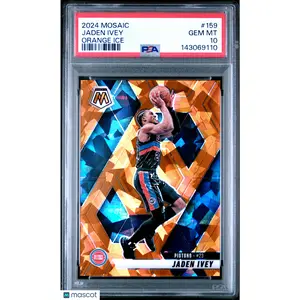 2024-25 Panini Mosaic Jaden Ivey #159 Orange Ice Mosaic Prizm /49 PSA 10