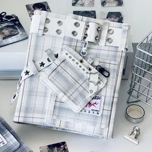 Checkered Denim Fabric A5 Photo Card Album Vintage Sweet & Cool Style Binder Idol Photocard Collect K-Pop Polaroid Storage