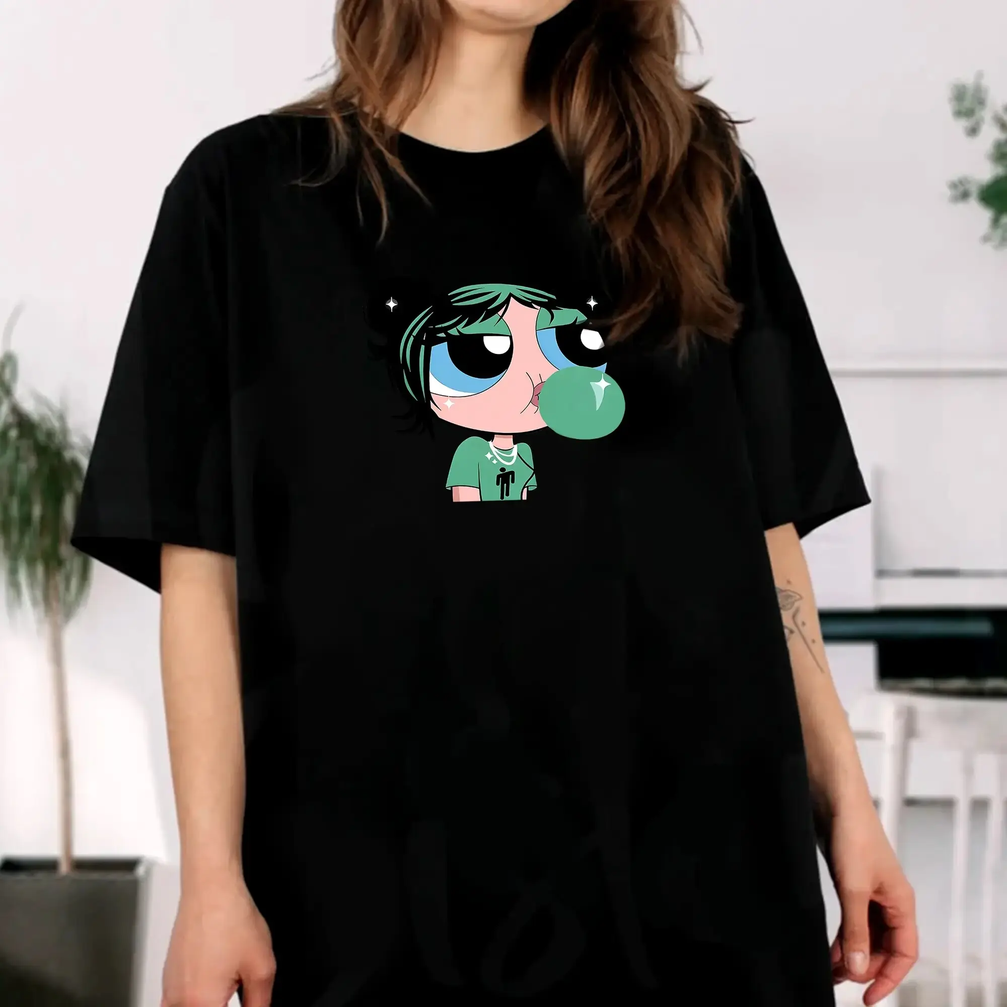 Buttercup Bubblegum Powerpuff Girls Graphic Tee Women Y2K Alt Streetwear Oversized T Shirt Cool Cartoon Top