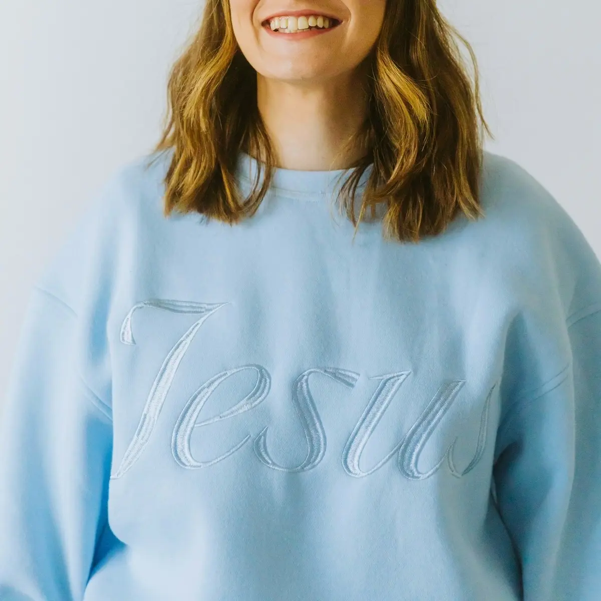 Light blue Jesus Crewneck Light blue Jesus Crewneck