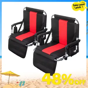 [live]Folding Stadium Seat Bleacher Chair with Cup Holder, Mesh Bag and Hide Hooks, Portable Stadium Chair with Back and Cushion